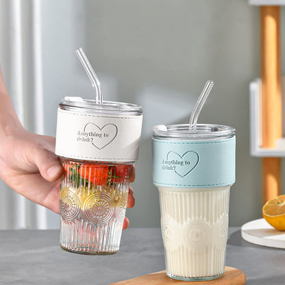 Stylish 600ml Glass Tumbler for Coffee & Juice