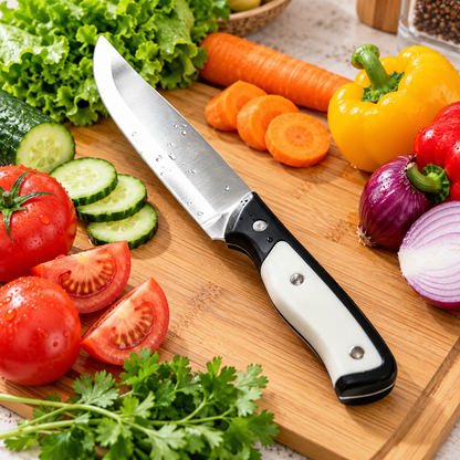 Modern Stainless Steel Utility Knife Black & White Handle