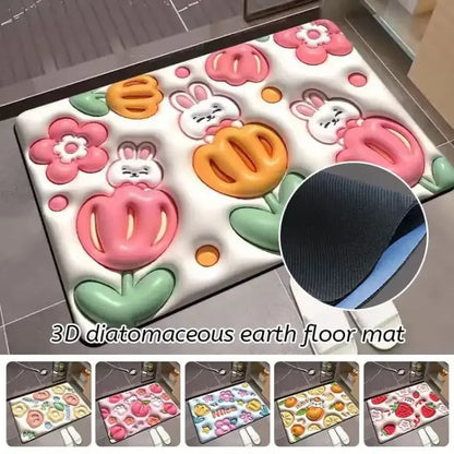 3D Floral Non-Slip Door Mat (Random Design)