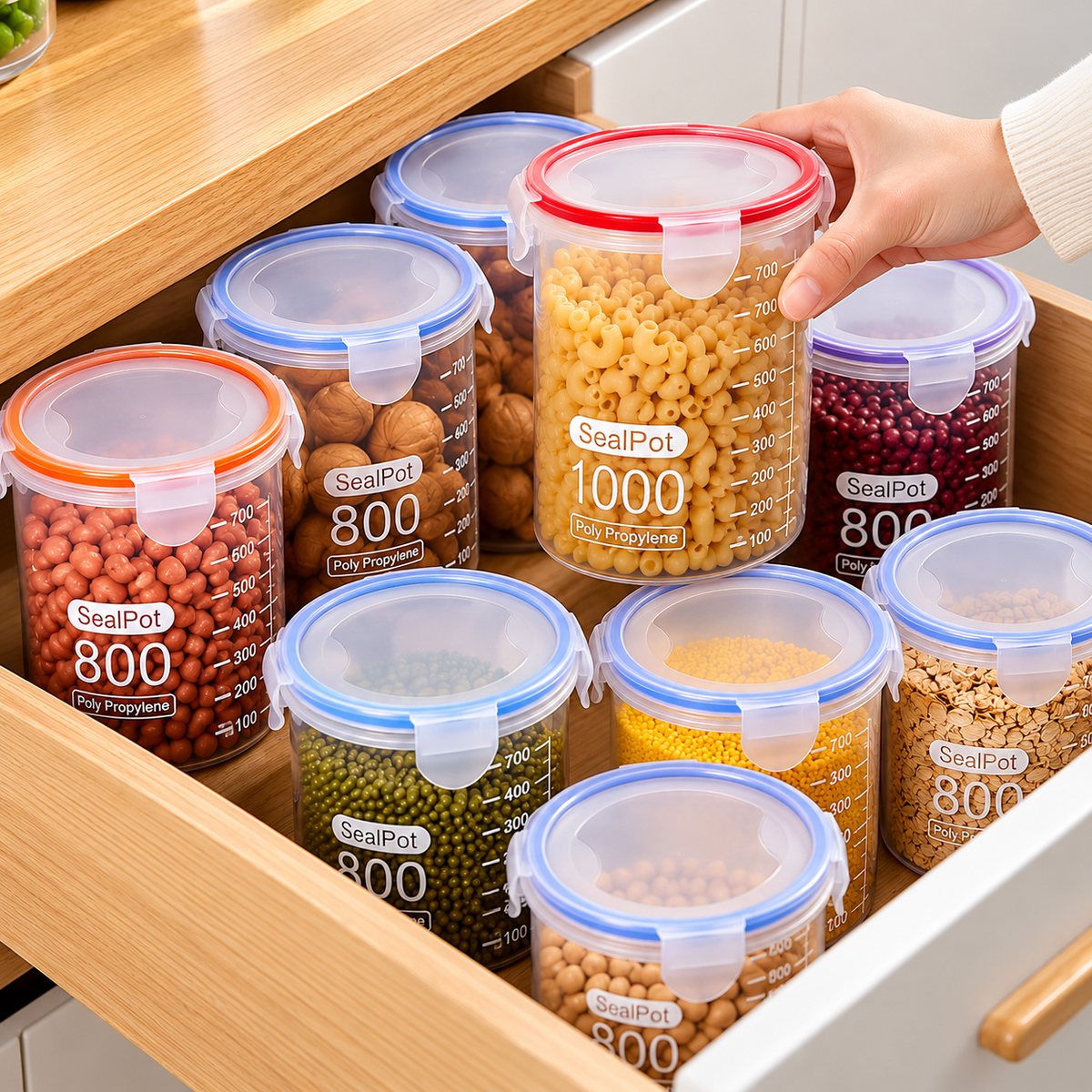 2 Piece 1000ml Airtight Food Storage Container Set